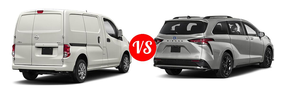 2019 Nissan NV200 Minivan S / SV vs. 2022 Toyota Sienna Minivan Hybrid XSE - Rear Right Comparison