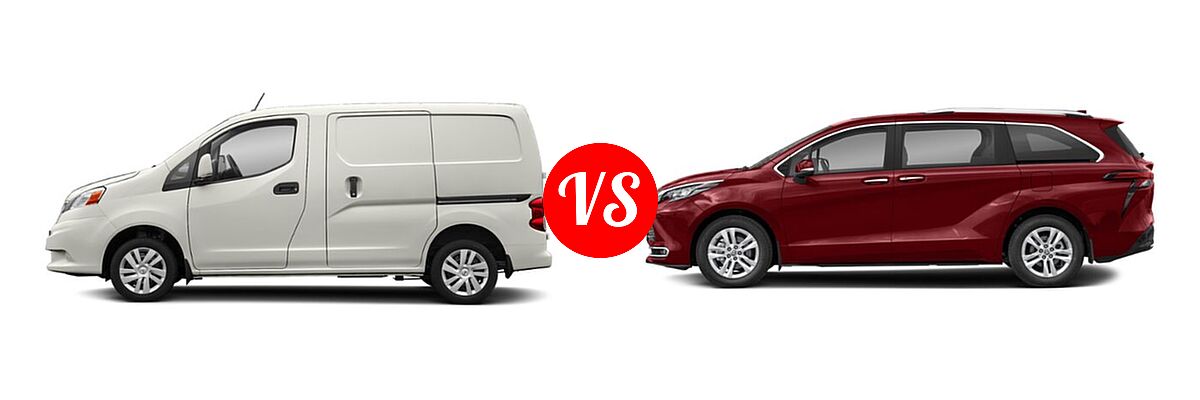 2019 Nissan NV200 Minivan S / SV vs. 2021 Toyota Sienna Minivan Hybrid Limited - Side Comparison