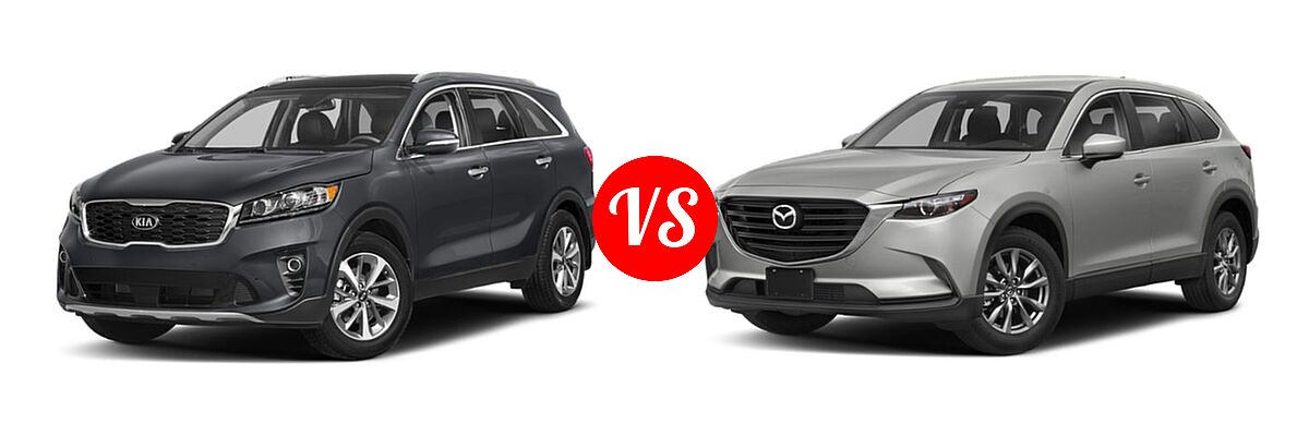 2019 Kia Sorento SUV L / LX vs. 2019 Mazda CX-9 SUV Sport - Front Left Comparison