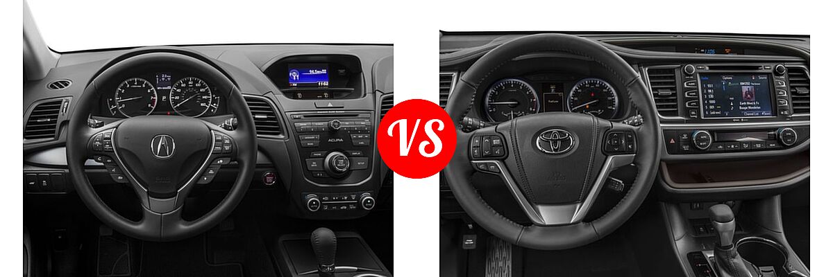 2016 Acura RDX SUV AcuraWatch Plus Pkg / FWD 4dr vs. 2016 Toyota Highlander SUV Limited / Limited Platinum - Dashboard Comparison