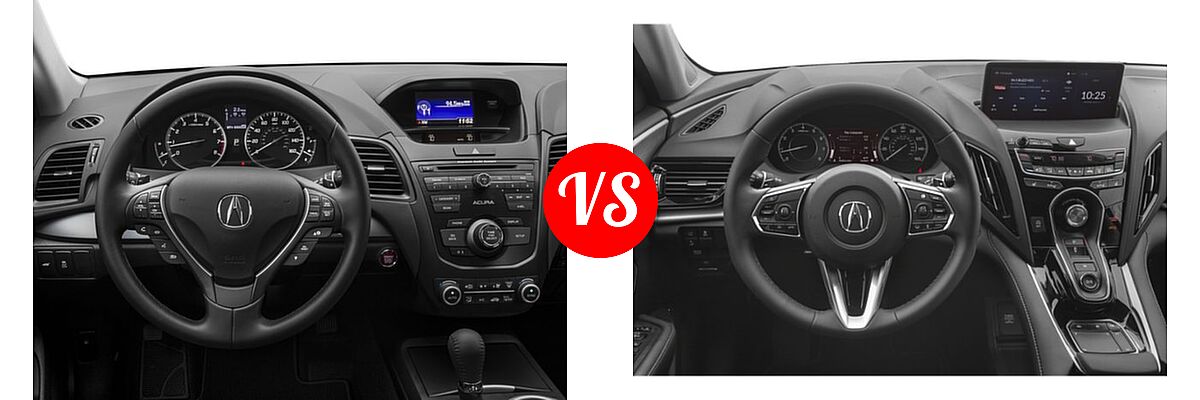 2016 Acura RDX SUV AcuraWatch Plus Pkg / FWD 4dr vs. 2019 Acura RDX SUV AWD / FWD - Dashboard Comparison