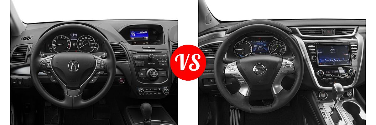 2016 Acura RDX SUV AcuraWatch Plus Pkg / FWD 4dr vs. 2016 Nissan Murano SUV Hybrid Platinum / SL - Dashboard Comparison