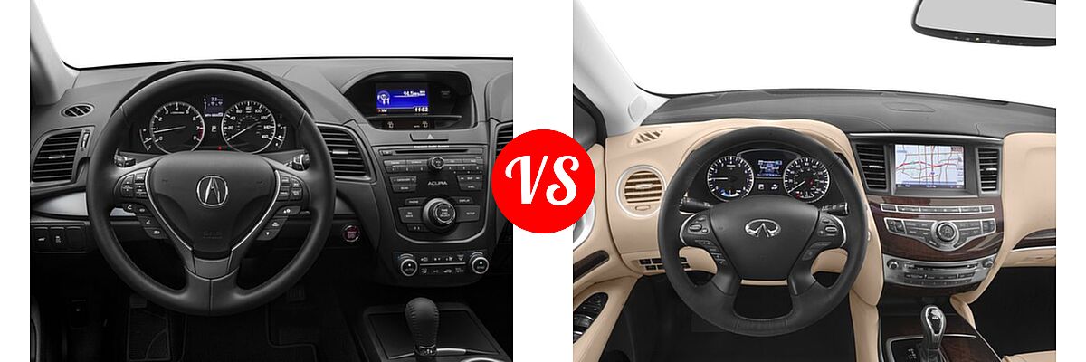 2016 Acura RDX SUV AcuraWatch Plus Pkg / FWD 4dr vs. 2016 Infiniti QX60 SUV Hybrid Hybrid - Dashboard Comparison