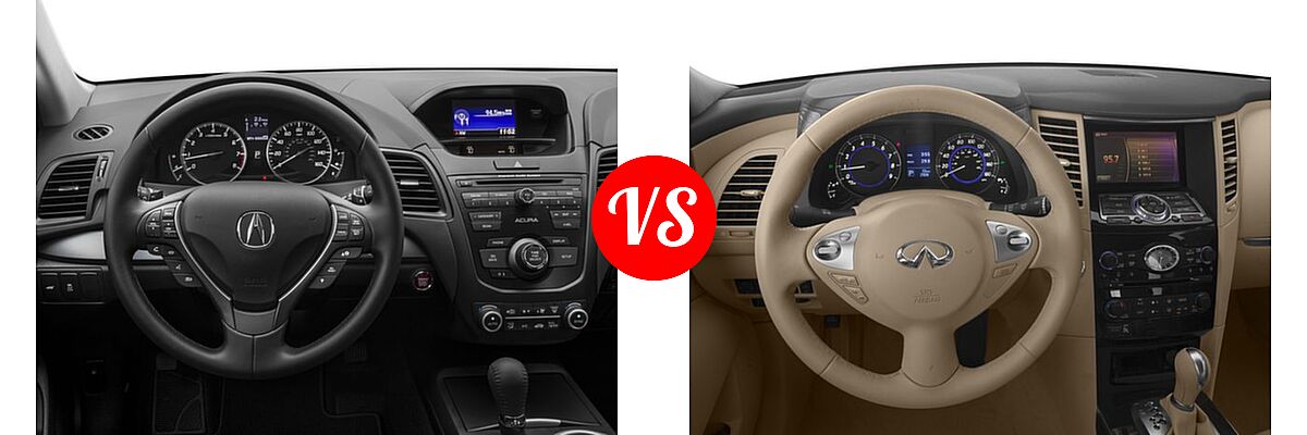 2016 Acura RDX SUV AcuraWatch Plus Pkg / FWD 4dr vs. 2016 Infiniti QX70 SUV AWD 4dr / RWD 4dr - Dashboard Comparison