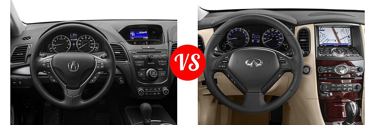 2016 Acura RDX SUV AcuraWatch Plus Pkg / FWD 4dr vs. 2016 Infiniti QX50 SUV AWD 4dr / RWD 4dr - Dashboard Comparison