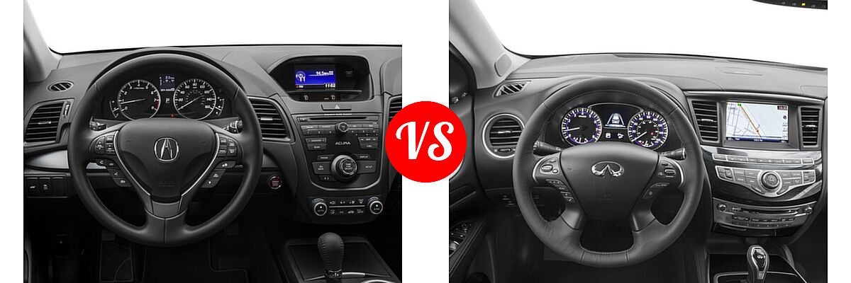 2016 Acura RDX SUV AcuraWatch Plus Pkg / FWD 4dr vs. 2016 Infiniti QX60 SUV AWD 4dr / FWD 4dr - Dashboard Comparison