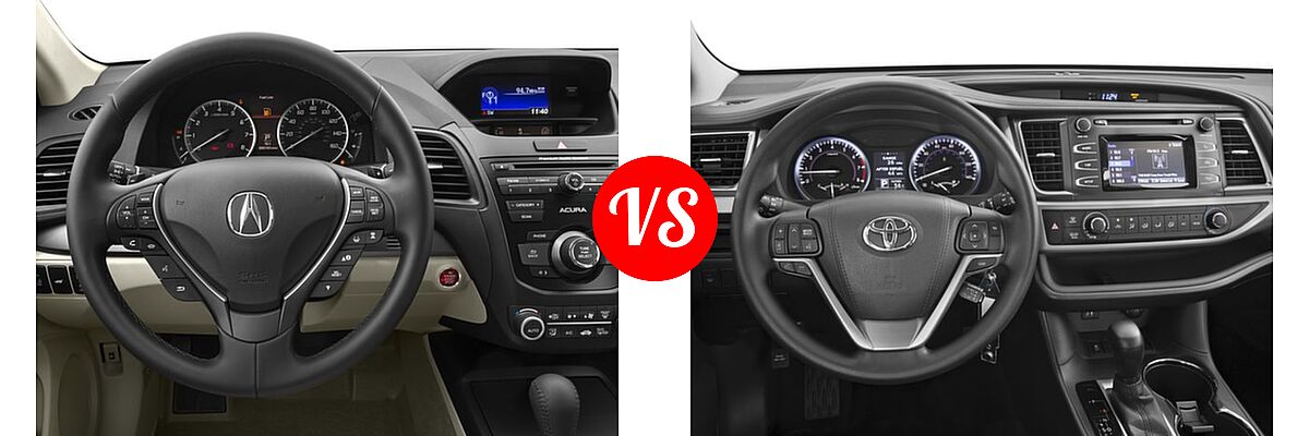 2016 Acura RDX SUV AcuraWatch Plus Pkg vs. 2016 Toyota Highlander SUV LE / LE Plus - Dashboard Comparison