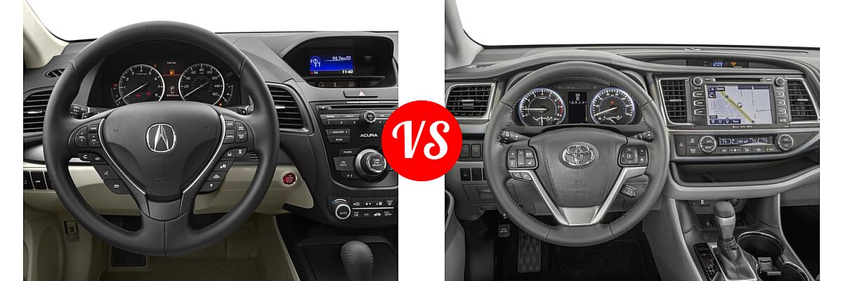 2016 Acura RDX SUV AcuraWatch Plus Pkg vs. 2016 Toyota Highlander SUV XLE - Dashboard Comparison