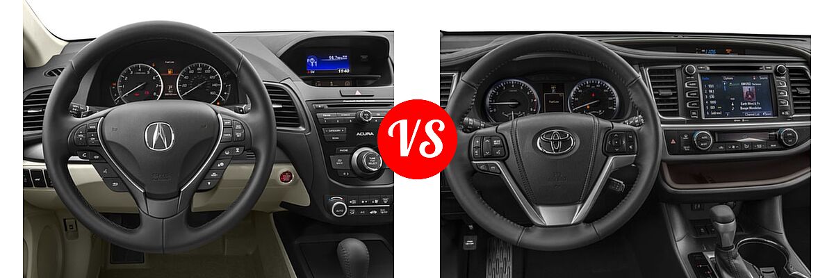 2016 Acura RDX SUV AcuraWatch Plus Pkg vs. 2016 Toyota Highlander SUV Limited / Limited Platinum - Dashboard Comparison