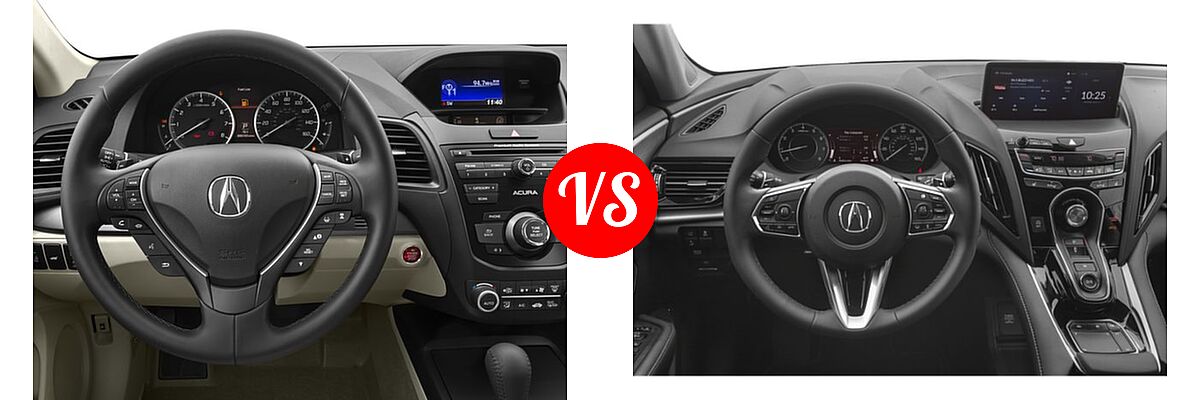 2016 Acura RDX SUV AcuraWatch Plus Pkg vs. 2019 Acura RDX SUV AWD / FWD - Dashboard Comparison