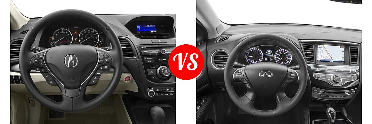 2016 Acura RDX SUV AcuraWatch Plus Pkg vs. 2016 Infiniti QX60 SUV AWD 4dr / FWD 4dr - Dashboard Comparison