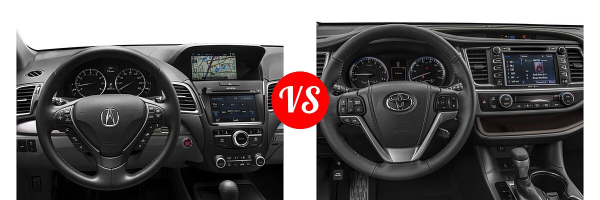 2016 Acura RDX SUV Advance Pkg vs. 2016 Toyota Highlander SUV Limited / Limited Platinum - Dashboard Comparison