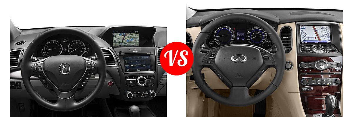 2016 Acura RDX SUV Advance Pkg vs. 2016 Infiniti QX50 SUV AWD 4dr / RWD 4dr - Dashboard Comparison