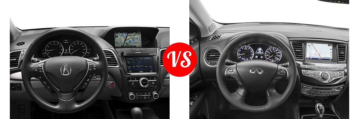 2016 Acura RDX SUV Advance Pkg vs. 2016 Infiniti QX60 SUV AWD 4dr / FWD 4dr - Dashboard Comparison
