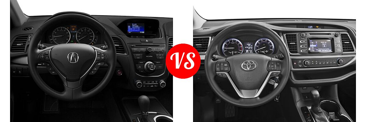 2016 Acura RDX SUV AWD 4dr vs. 2016 Toyota Highlander SUV LE / LE Plus - Dashboard Comparison
