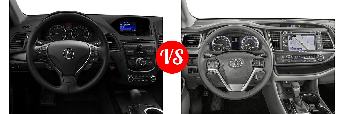 2016 Acura RDX SUV AWD 4dr vs. 2016 Toyota Highlander SUV XLE - Dashboard Comparison