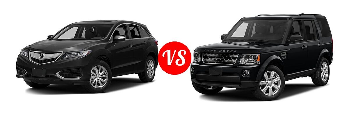 2016 Acura RDX SUV AcuraWatch Plus Pkg / FWD 4dr vs. 2016 Land Rover LR4 SUV HSE / HSE LUX - Front Left Comparison