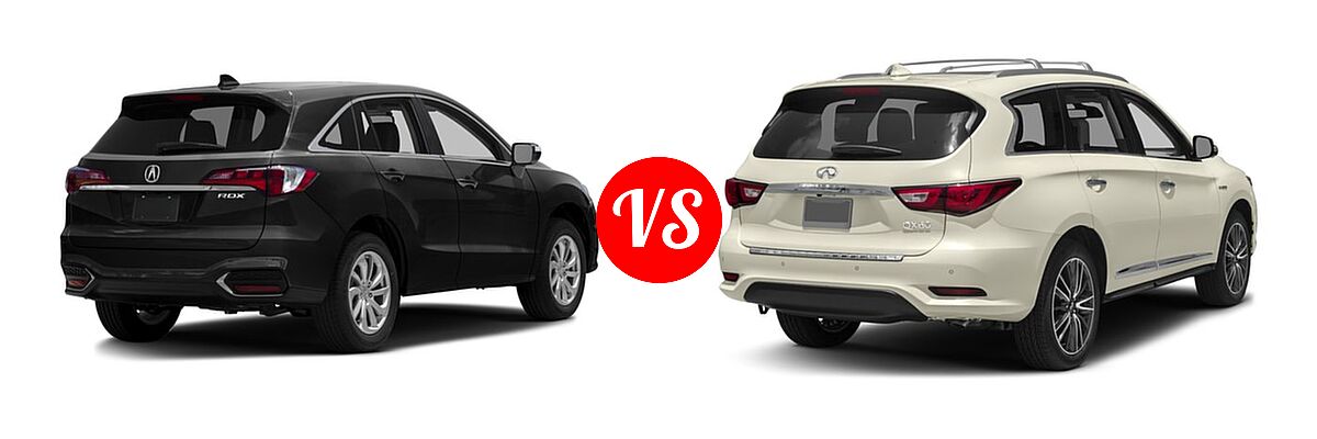 2016 Acura RDX SUV AcuraWatch Plus Pkg / FWD 4dr vs. 2016 Infiniti QX60 SUV Hybrid Hybrid - Rear Right Comparison