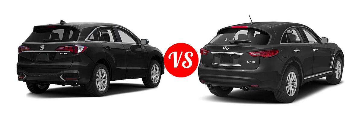 2016 Acura RDX SUV AcuraWatch Plus Pkg / FWD 4dr vs. 2016 Infiniti QX70 SUV AWD 4dr / RWD 4dr - Rear Right Comparison