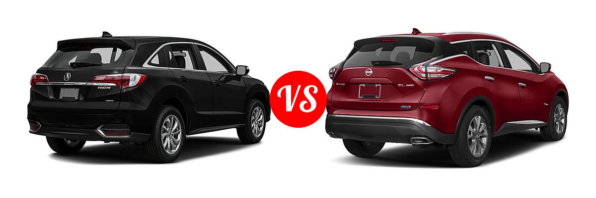 2016 Acura RDX SUV AWD 4dr vs. 2016 Nissan Murano SUV Hybrid Platinum / SL - Rear Right Comparison