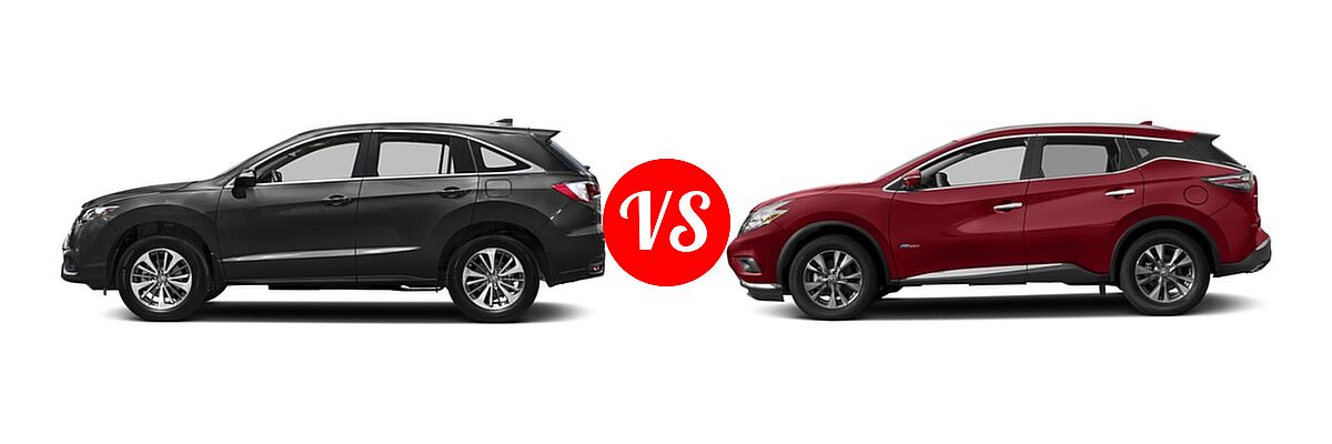 2016 Acura RDX SUV Advance Pkg vs. 2016 Nissan Murano SUV Hybrid Platinum / SL - Side Comparison