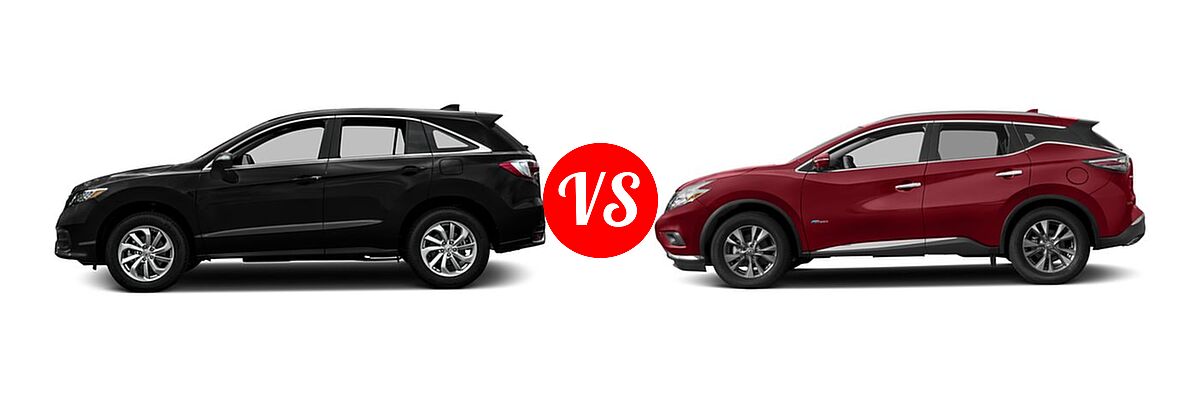 2016 Acura RDX SUV AWD 4dr vs. 2016 Nissan Murano SUV Hybrid Platinum / SL - Side Comparison
