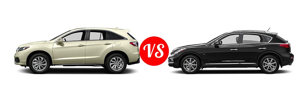2016 Acura RDX SUV AcuraWatch Plus Pkg vs. 2016 Infiniti QX50 SUV AWD 4dr / RWD 4dr - Side Comparison