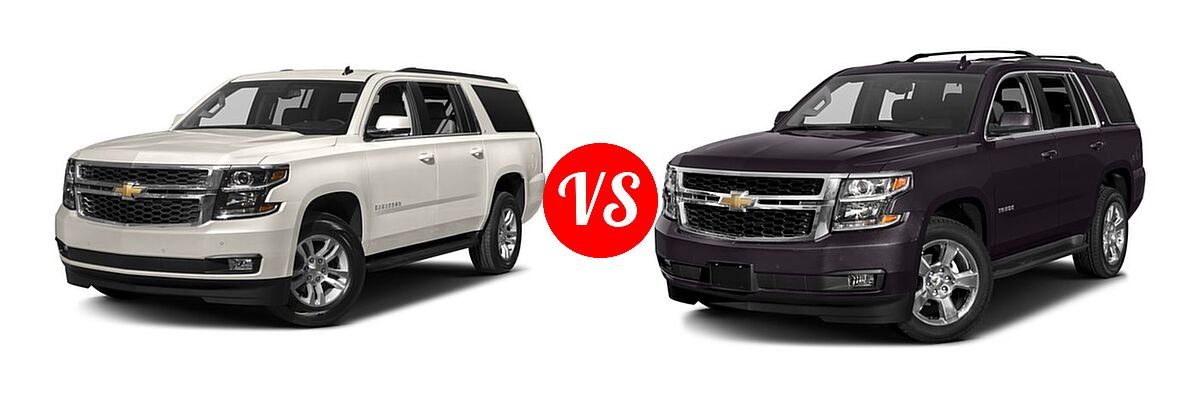2017 Chevrolet Suburban SUV LS / LT vs. 2017 Chevrolet Tahoe SUV LS / LT - Front Left Comparison