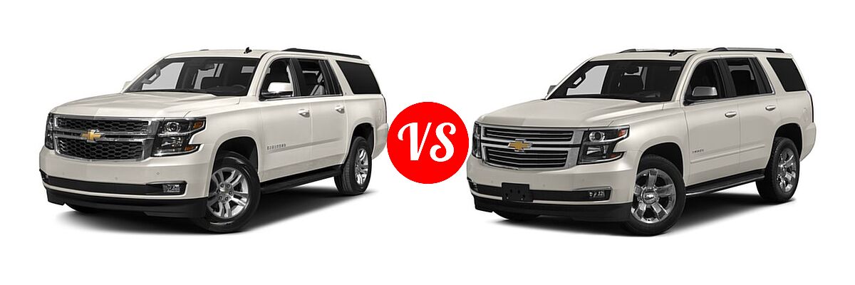 2017 Chevrolet Suburban SUV LS / LT vs. 2017 Chevrolet Tahoe SUV Premier - Front Left Comparison