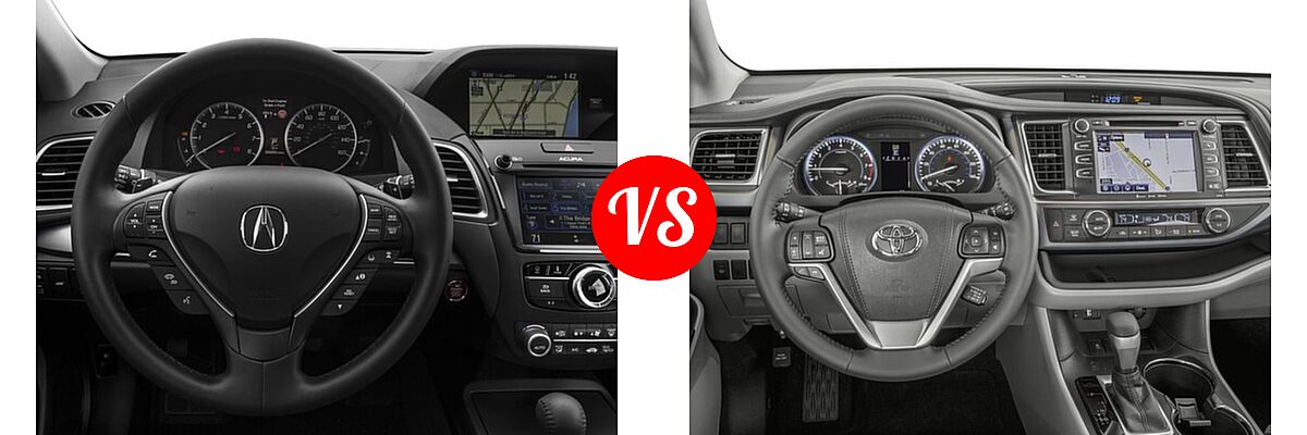 2016 Acura RDX SUV Advance Pkg vs. 2016 Toyota Highlander SUV XLE - Dashboard Comparison