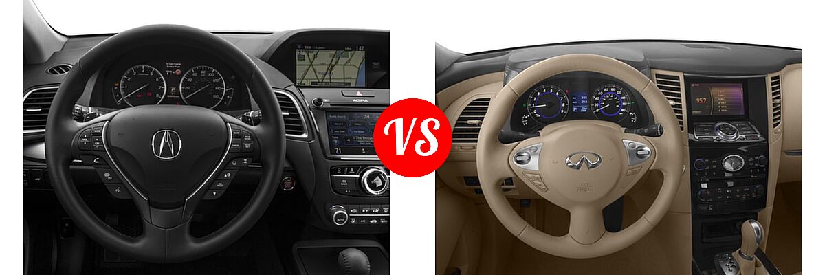 2016 Acura RDX SUV Advance Pkg vs. 2016 Infiniti QX70 SUV AWD 4dr / RWD 4dr - Dashboard Comparison