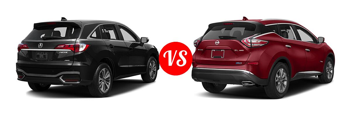 2016 Acura RDX SUV Advance Pkg vs. 2016 Nissan Murano SUV Hybrid Platinum / SL - Rear Right Comparison