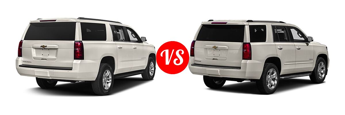 2017 Chevrolet Suburban SUV LS / LT vs. 2017 Chevrolet Tahoe SUV Premier - Rear Right Comparison