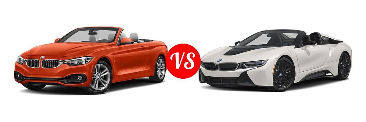 2019 BMW 4 Series Convertible 430i / 430i xDrive vs. 2019 BMW i8 Convertible PHEV Roadster - Front Left Comparison