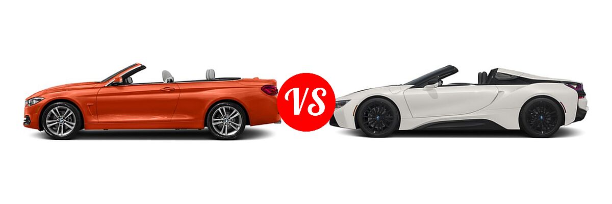 2019 BMW 4 Series Convertible 430i / 430i xDrive vs. 2019 BMW i8 Convertible PHEV Roadster - Side Comparison