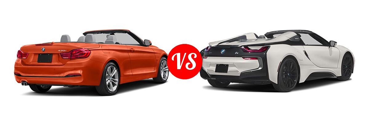 2019 BMW 4 Series Convertible 430i / 430i xDrive vs. 2019 BMW i8 Convertible PHEV Roadster - Rear Right Comparison