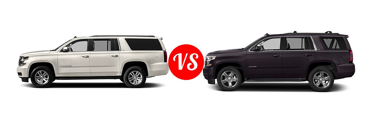 2017 Chevrolet Suburban SUV LS / LT vs. 2017 Chevrolet Tahoe SUV LS / LT - Side Comparison