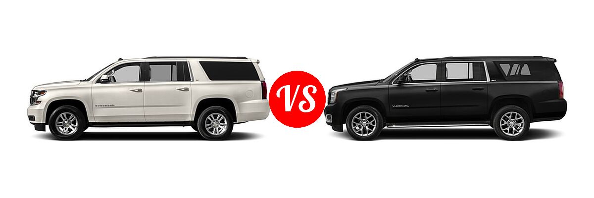 2017 Chevrolet Suburban SUV LS / LT vs. 2017 GMC Yukon XL SUV SLE / SLT - Side Comparison