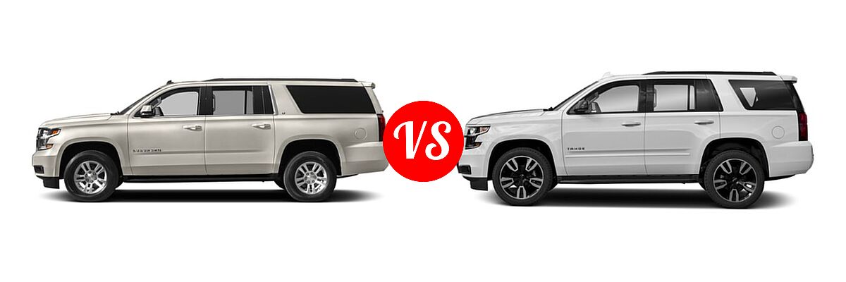 2019 Chevrolet Suburban SUV Premier vs. 2019 Chevrolet Tahoe SUV LS / LT - Side Comparison