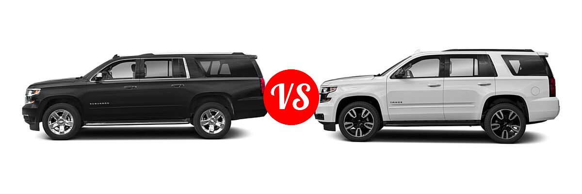 2019 Chevrolet Suburban SUV LS / LT vs. 2019 Chevrolet Tahoe SUV LS / LT - Side Comparison
