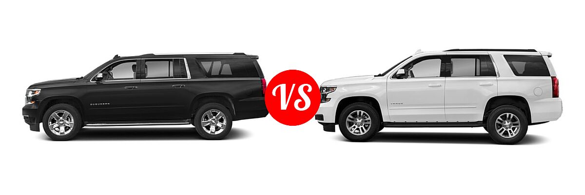 2019 Chevrolet Suburban SUV LS / LT vs. 2019 Chevrolet Tahoe SUV Premier - Side Comparison
