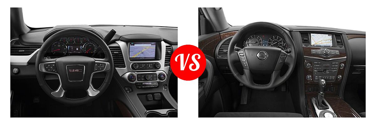 2019 GMC Yukon SUV Denali / SLE / SLT / SLT Standard Edition vs. 2019 Nissan Armada SUV SV - Dashboard Comparison