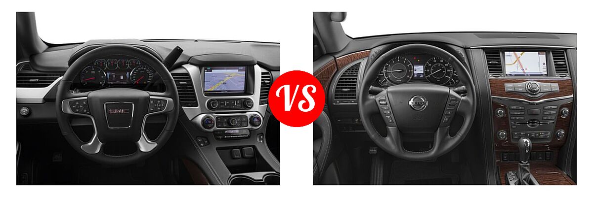 2019 GMC Yukon SUV Denali / SLE / SLT / SLT Standard Edition vs. 2019 Nissan Armada SUV Platinum / SL - Dashboard Comparison