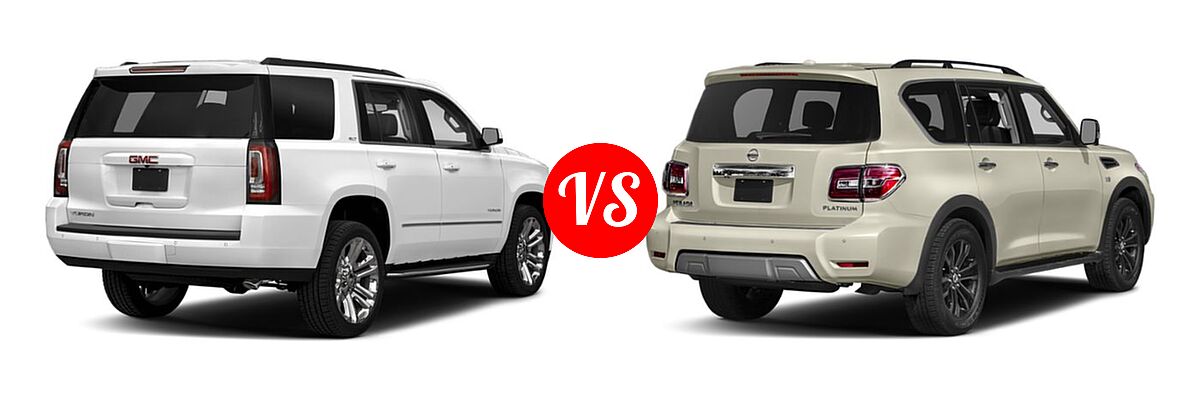 2019 GMC Yukon SUV Denali / SLE / SLT / SLT Standard Edition vs. 2019 Nissan Armada SUV Platinum / SL - Rear Right Comparison