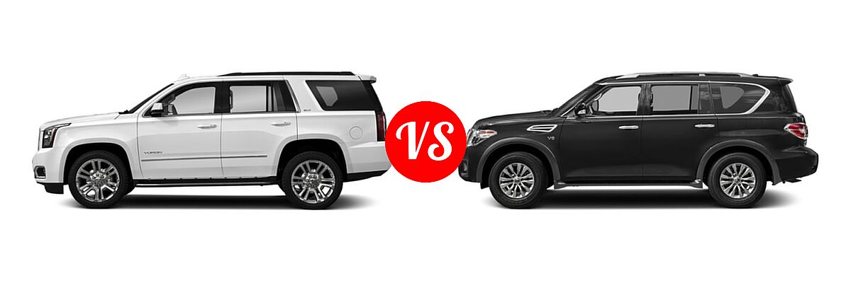 2019 GMC Yukon SUV Denali / SLE / SLT / SLT Standard Edition vs. 2019 Nissan Armada SUV SV - Side Comparison