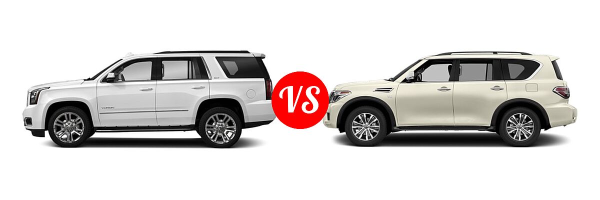2019 GMC Yukon SUV Denali / SLE / SLT / SLT Standard Edition vs. 2019 Nissan Armada SUV Platinum / SL - Side Comparison