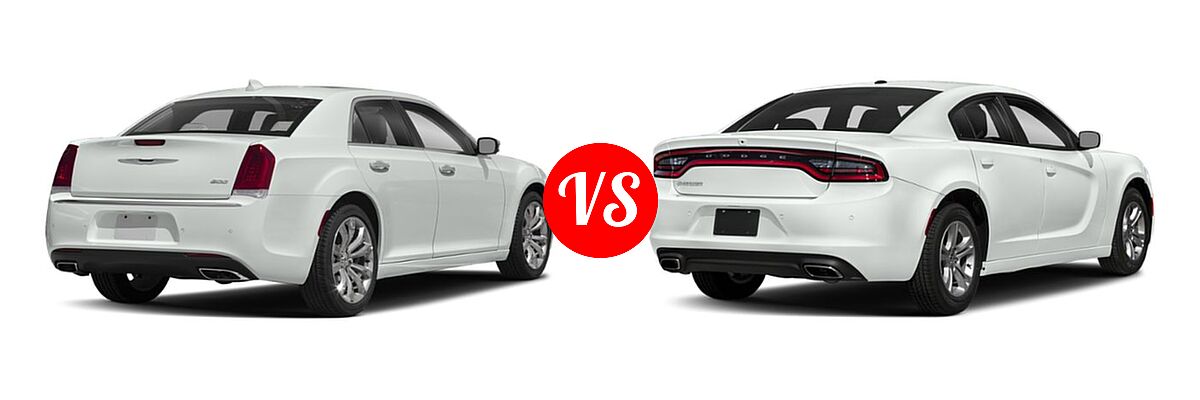 2019 Chrysler 300 Sedan 300S / Limited / Touring vs. 2019 Dodge Charger Sedan GT / R/T / Scat Pack / SXT - Rear Right Comparison