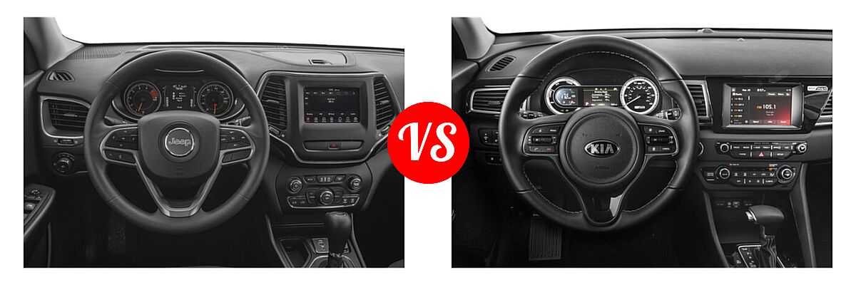 2019 Jeep Cherokee SUV Latitude Plus vs. 2019 Kia Niro Plug-In Hybrid SUV PHEV EX / LX - Dashboard Comparison