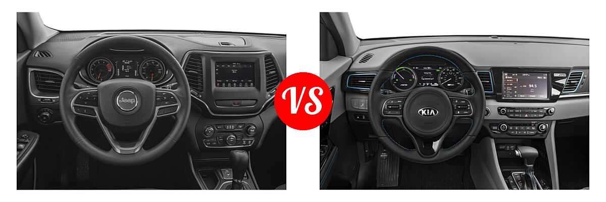 2019 Jeep Cherokee SUV Latitude Plus vs. 2019 Kia Niro Plug-In Hybrid SUV PHEV EX Premium - Dashboard Comparison