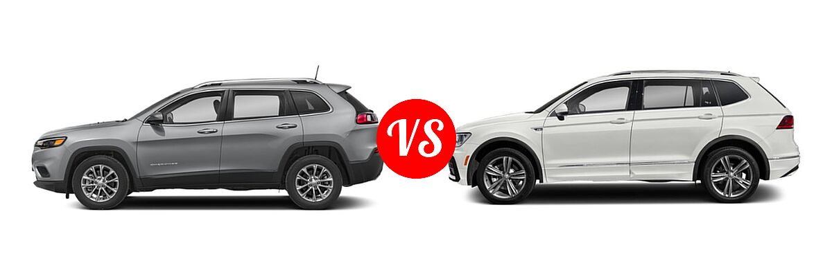 2019 Jeep Cherokee SUV Latitude Plus vs. 2019 Volkswagen Tiguan SUV SEL Premium R-Line / SEL R-Line / SEL R-Line Black - Side Comparison